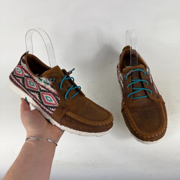 Twisted X Zero-X Comfort Shoes Women's 9 Brown Aztec Print Grain Leather WZX0006 - Picture 1 of 10